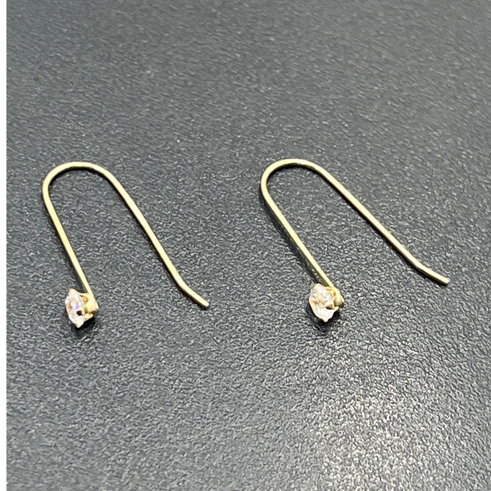 Jacmel Mauritius JCM 14k Yellow Gold Threader Round Prong Cz Earrings